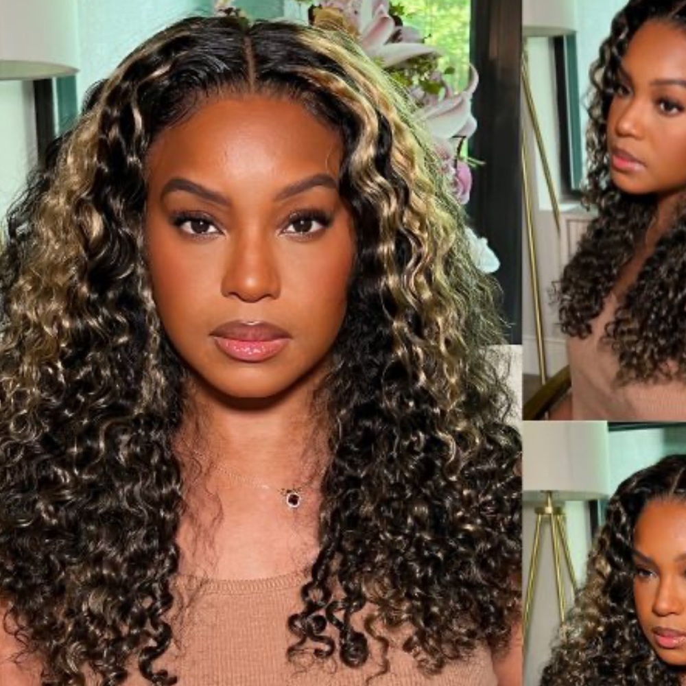 Megalook Curly Balayage Highlight Wig Water Wave